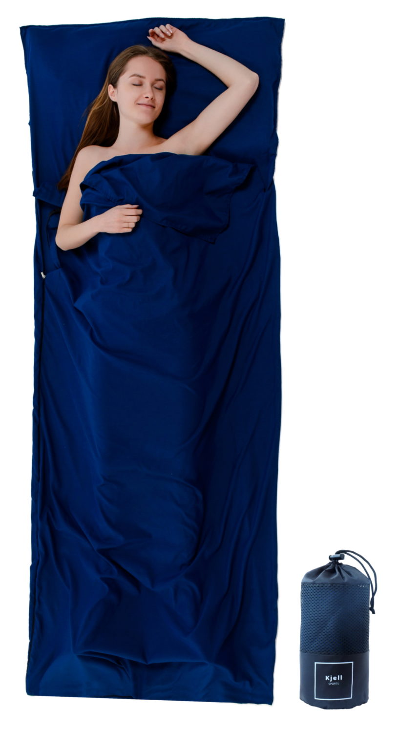 Mikrofaser Hüttenschlafsack blau Schlafsack 220 cm x 90 cm als Decke nutzbar XXL Reisedecke Inlay Inlett Travel Sheet
