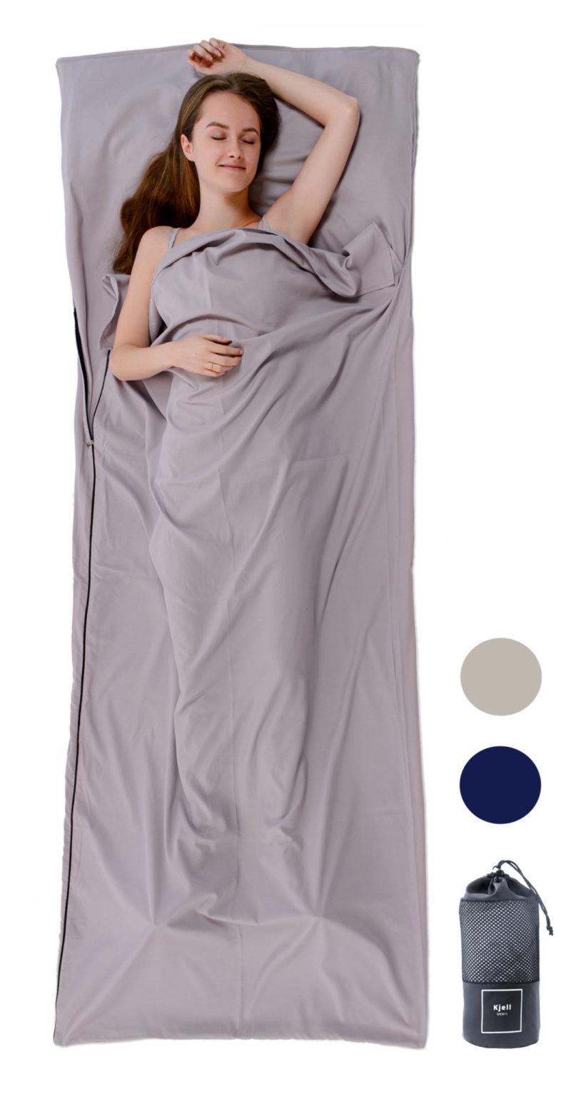 Hüttenschlafsack Mikrofaser grau 210 cm x 90 cm als Decke nutzbar XXL Reisedecke Inlay Inlett Schlafsack Travel Sheet